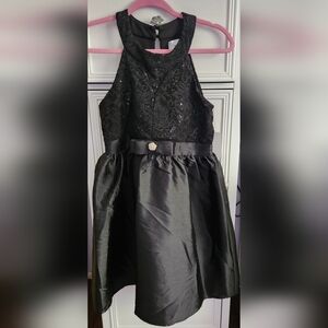 Nickie Lew Girls Black Sparkle Lace Top Dress Size 14 NWT